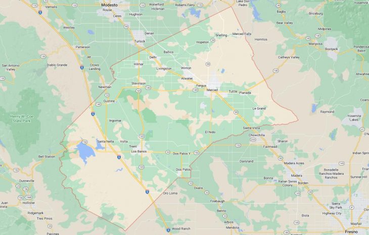 Map of Cities in Merced County, CA