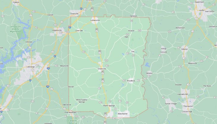 Map of Cities in Meriwether County, GA