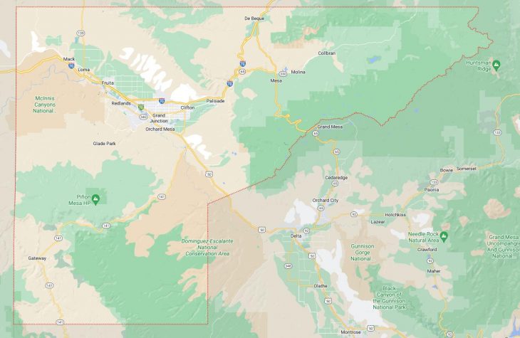 Map of Cities in Mesa County, CO