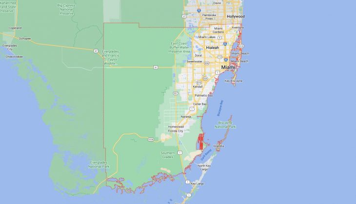 Map of Cities in Miami-Dade County, FL