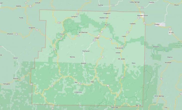 Map of Cities in Newton County, AR