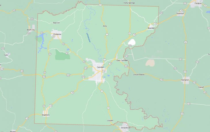 Map of Cities in Ouachita County, AR