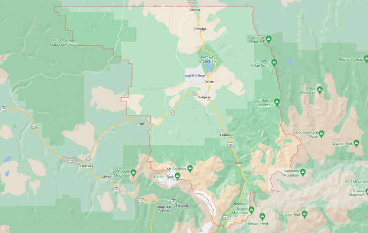 Map of Cities in Ouray County, CO