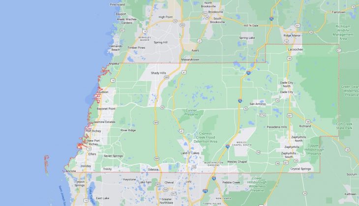 Map of Cities in Pasco County, FL