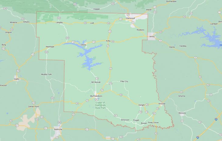 Map of Cities in Pike County, AR