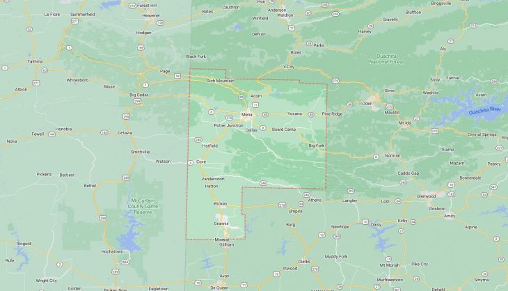Map of Cities in Polk County, AR