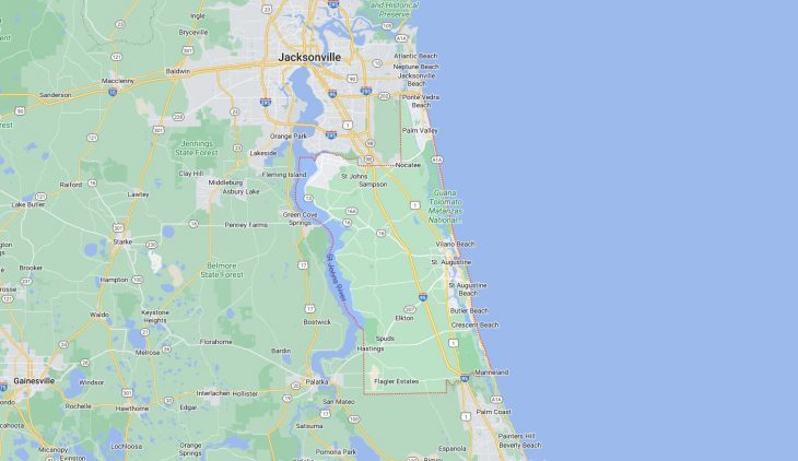 Map of Cities in Saint Johns County, FL