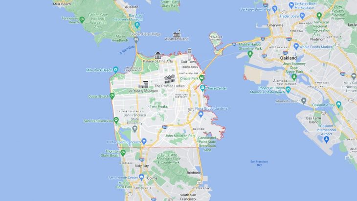 Map of Cities in San Francisco, CA