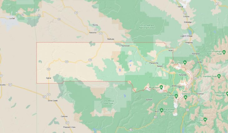 Map of Cities in San Miguel County, CO