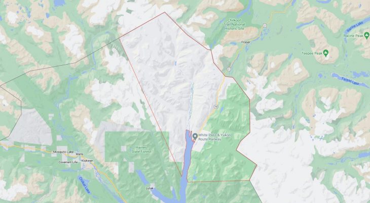 Map of Cities in Skagway Borough, AK