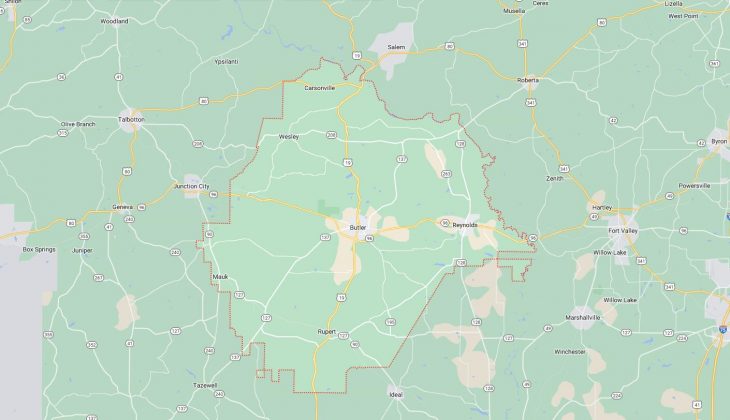 Map of Cities in Taylor County, GA