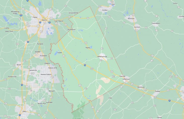 Map of Cities in Twiggs County, GA