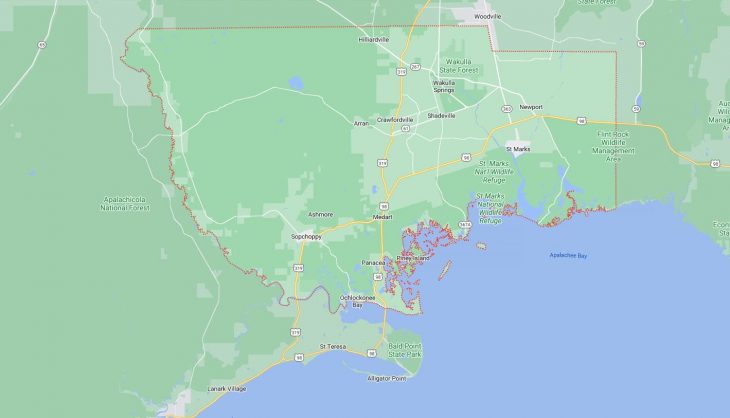 Map of Cities in Wakulla County, FL