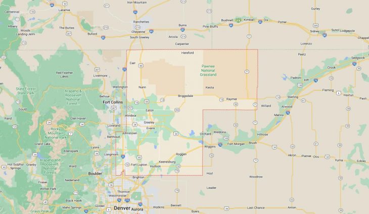 Map of Cities in Weld County, CO