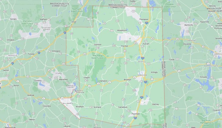 Map of Cities in Windham County, CT