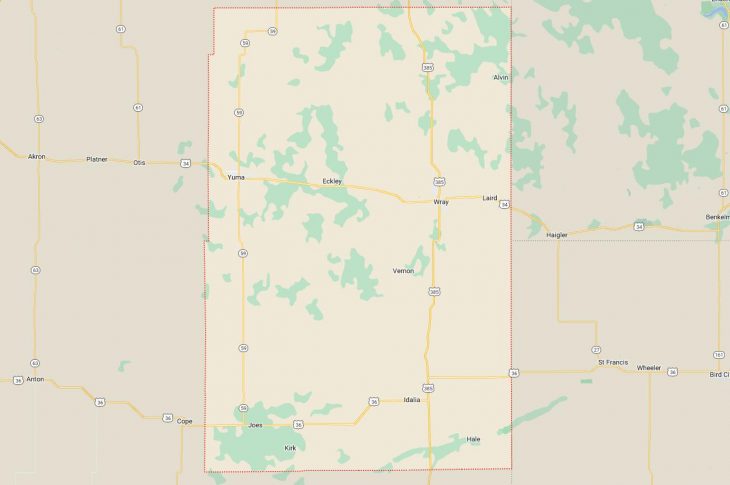 Map of Cities in Yuma County, CO